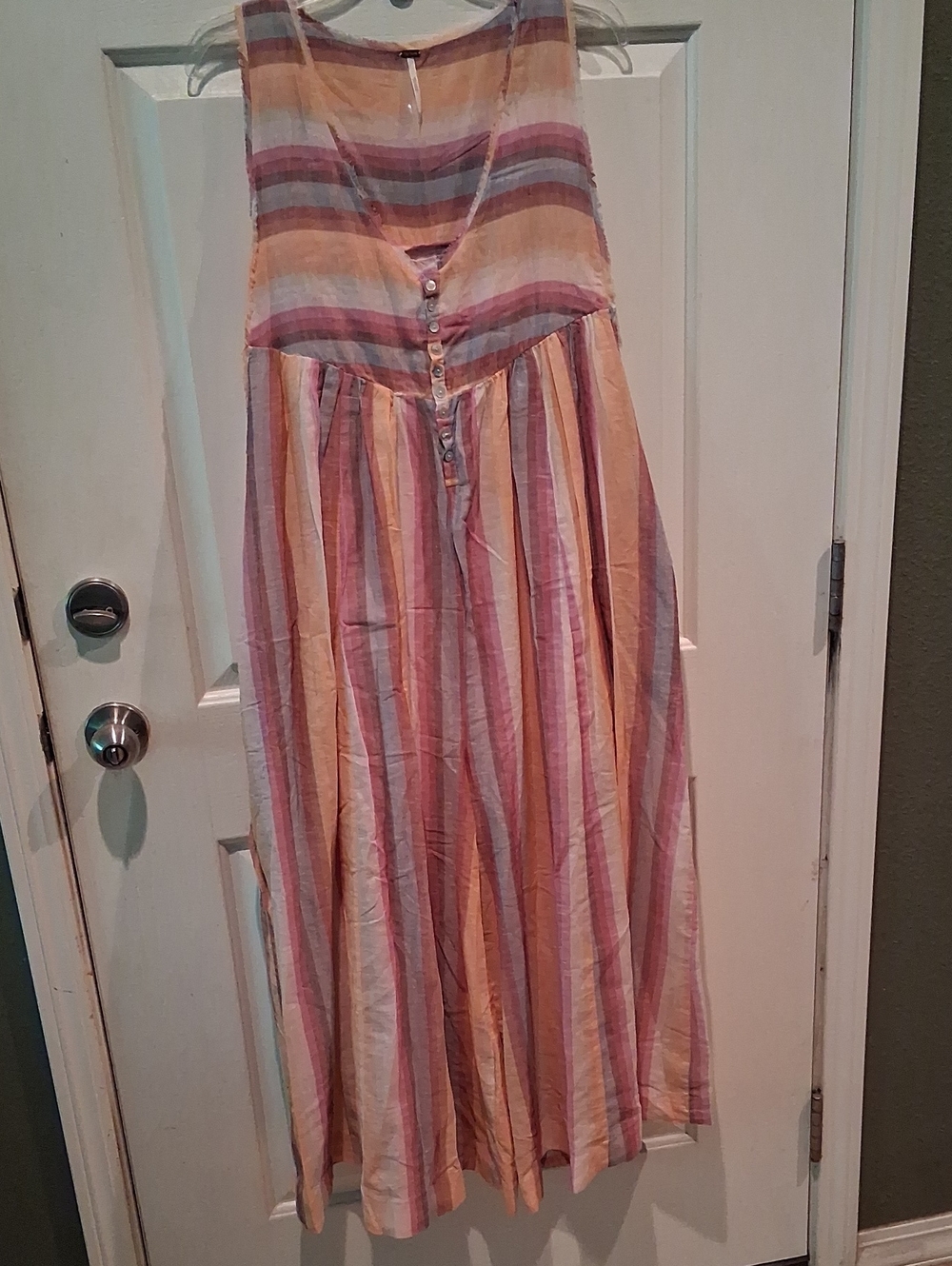 Free People Nora Pink, Cream & Orange Striped Maxi Romper